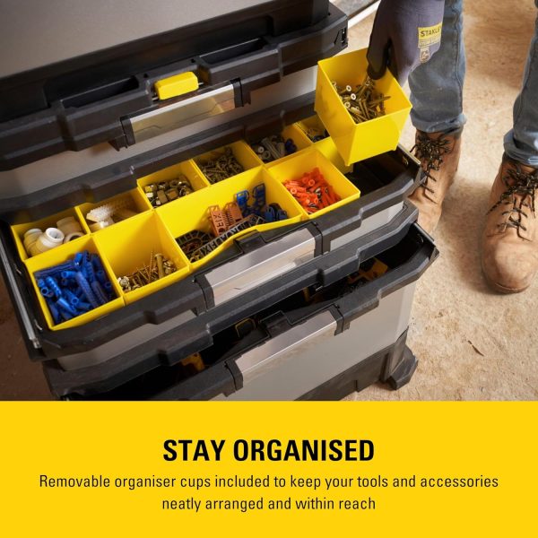 STANLEY FATMAX Rolling Workshop. 4-in-1-Geräte einschließlich abnehmbarer Werkzeugbox. strapazierfähiges Metall und Kunststoff. mobile Workstation. 1-95-622 – Bild 6