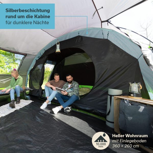 Skandika Kambo Tunnelzelt 6 ?C 12 Personen | Zelt f??r 6 ?C 12 Mann. wasserdicht. 3000 mm Wassers?ule. 3 Separate Eing?nge. Sonnensegel. Vorzelt. dunkle Schlafkabine | Camping Familienzelt. Gro?raumzelt – Bild 3