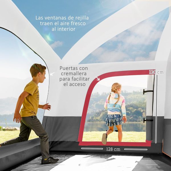 Outsunny Familienzelt f??r 4-6 Personen. Campingzelt. Tunnel. mit 2 Schlafzimmern. Veranda. wasserdicht. 3000 mm. UV-Schutz. zum Angeln und Wandern – Bild 4