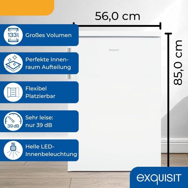 Exquisit K??hlschrank ohne Gefrierfach. 133 Liter. Vollraumk??hlschrank freistehend. T??ranschlag Wechselbar. KS516-V-H-010D weiss – Bild 3