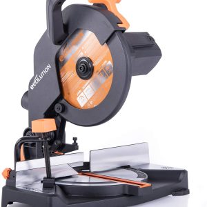 Evolution Gehrungssäge R210CMS | 1200 W Gehrungssäge | Inkl. Ø 210 mm HM-Sägeblatt Multi-Material-Schneiden Holz. Aluminium. Stahl. Kunststoff | 0°- 45° Fase und 45°- 45° Gehrungswinkel | Kappsäge