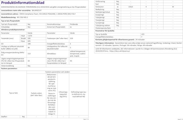 Bauknecht KR 17G4 WS 2 K??hlschrank/ 167 cm H?he/ 318 Liter Gesamtnutzinhalt/ ProFresh/ Hygiene+ Filter/ Superk??hlfunktion/ Umluftk??hlung/ wei? – Bild 16