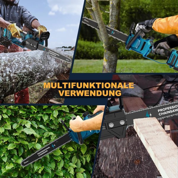 Akku Kettensäge mit Akku 12000mAh. 12 Zoll Elektro Kettensäge 1800W Bürstenloser mit Automatischer Öler. Astsäge Elektrisch für Zum Schneiden von Holz. Bäumen. Gartenarbeit – Bild 8
