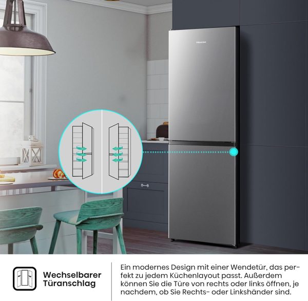 Hisense RB327N4AD2 K??hl-Gefrierkombination/ NoFrostPlus/ Multiflow 360??/ HolidayMode/ FreshZone/ 182.4 cm/ K??hlteil 171 l/ Gefrierteil 85 l/ 41 dB/ 287 kWh/ Jahr/ Edelstahl-Look – Bild 8