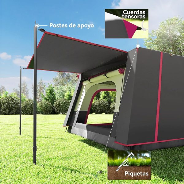 Outsunny Familienzelt f??r 4-6 Personen. Campingzelt. Tunnel. mit 2 Schlafzimmern. Veranda. wasserdicht. 3000 mm. UV-Schutz. zum Angeln und Wandern – Bild 8