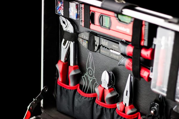 Meister Werkzeugtrolley 156-teilig - Werkzeug-Set-Mit Rollen- Teleskophandgriff/Profi Werkzeugkoffer befüllt/Werkzeugkiste fahrbar /Werkzeugbox komplett mit Werkzeug. Schwarz/Silber. 8971440 – Bild 6