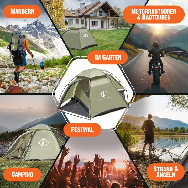 Camping Zelt 2 Personen wasserdicht - Schneller & Leichter Aufbau - Ultraleichtes Zelt kleines Packma? - Zelt f??r 2 Personen - Zelt Camping Trekking Zelt Outdoor Festival & Motorrad – Bild 8