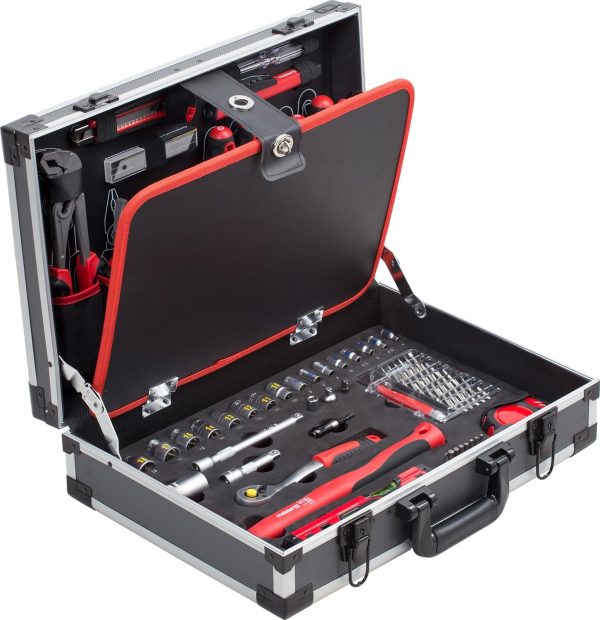 Meister Werkzeugkoffer 121-teilig - Stabiler Alu-Koffer - Werkzeug-Set - Für Haushalt. Garage & Werkstatt / Profi befüllt / Werkzeugkiste / Werkzeugbox komplett / 8971460