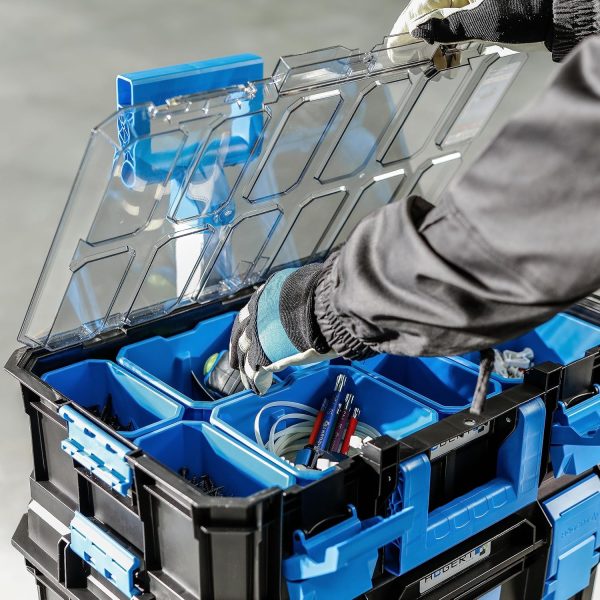 Högert Technik - 4 in 1 Kastenset. Satz Werkzeugkisten auf Rädern. Praktisch und Geräumig. Resistent Gegen Beschädigungen. Staubdicht. Robuste ABS-Verschlüsse. Modularer Aufbau - HT7G500 – Bild 5
