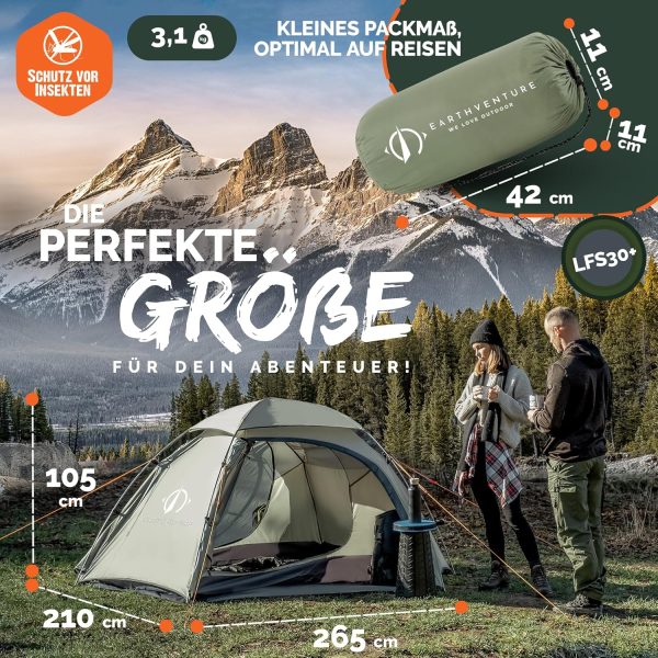 Camping Zelt 2 Personen wasserdicht - Schneller & Leichter Aufbau - Ultraleichtes Zelt kleines Packma? - Zelt f??r 2 Personen - Zelt Camping Trekking Zelt Outdoor Festival & Motorrad – Bild 3