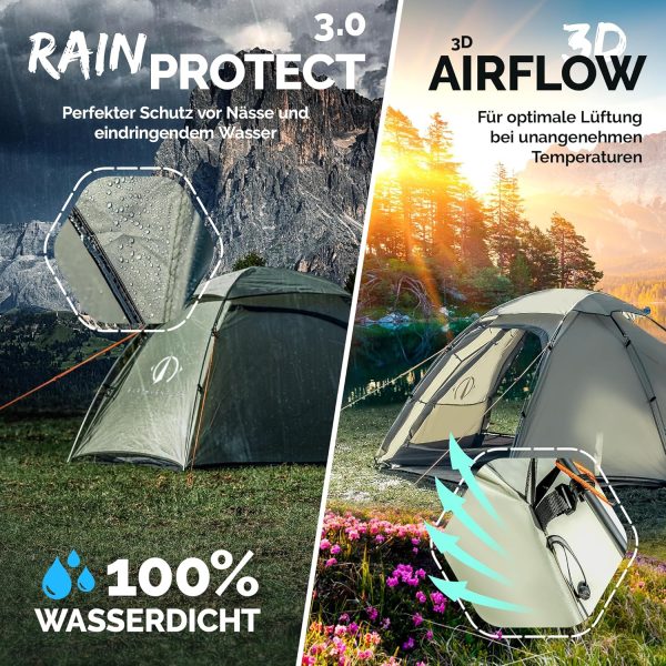 Camping Zelt 2 Personen wasserdicht - Schneller & Leichter Aufbau - Ultraleichtes Zelt kleines Packma? - Zelt f??r 2 Personen - Zelt Camping Trekking Zelt Outdoor Festival & Motorrad – Bild 4