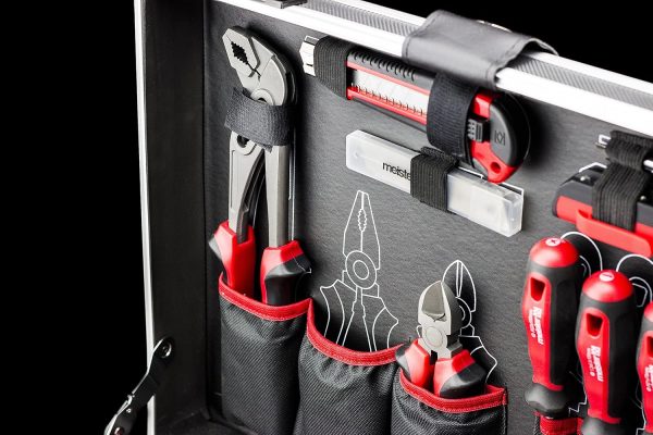 Meister Werkzeugkoffer 121-teilig - Stabiler Alu-Koffer - Werkzeug-Set - Für Haushalt. Garage & Werkstatt / Profi befüllt / Werkzeugkiste / Werkzeugbox komplett / 8971460 – Bild 4