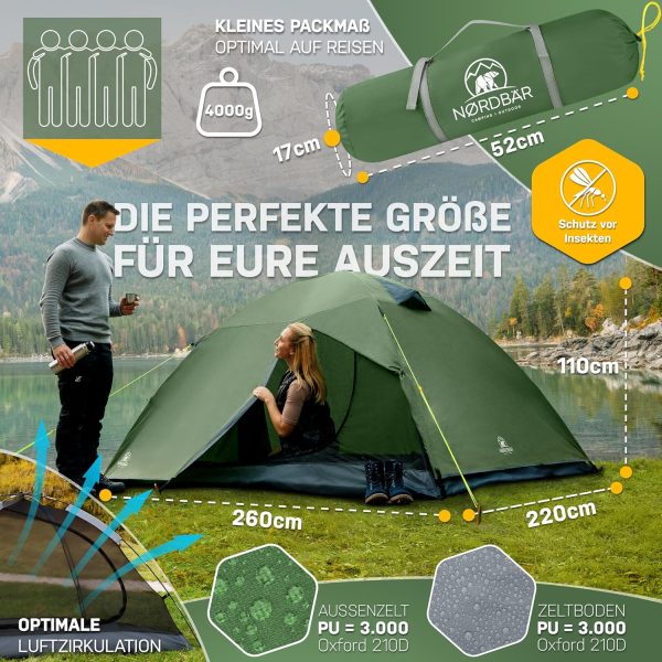 Zelt Ultraleicht & wasserdicht f??r 1-2 oder 3-4 Personen | Outdoor Zelt f??r Camping. Trekking oder Festival | Trekkingzelt. Campingzelt. Wanderzelt – Bild 2