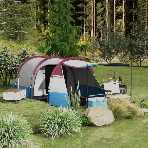 Outsunny Campingzelt. Tunnelzelt f??r 3 Personen. mit Lichthaken. Vorzelt. 2 R?umen. Winddicht Familienzelt mit Tragetasche. 2000mm Wasserabweisend Pop Up Zelt f??r Camping. Garten – Bild 2