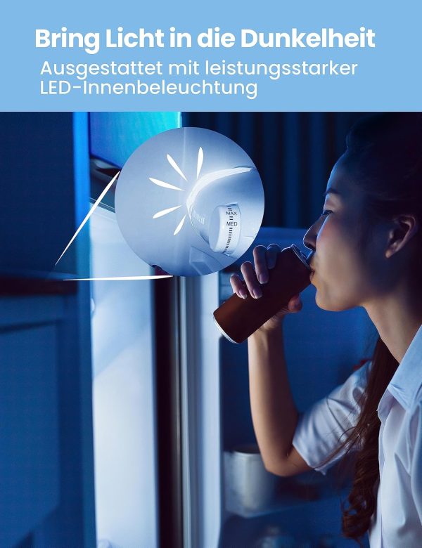 Comfee RCT284DS2 K??hl-/Gefrierkombination/Gefrierteil oben/176 kWh/Jahr/143cm H?he/LED Licht/Reversibles T??rscharnier/Silber – Bild 3