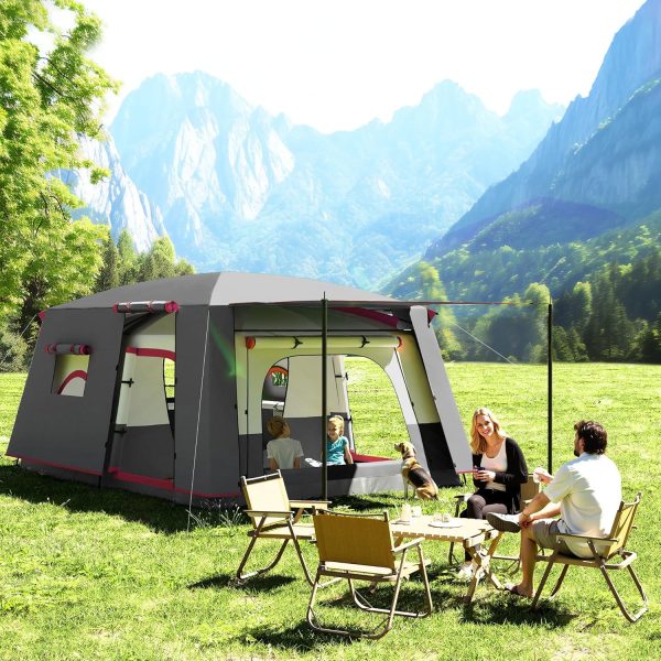 Outsunny Familienzelt f??r 4-6 Personen. Campingzelt. Tunnel. mit 2 Schlafzimmern. Veranda. wasserdicht. 3000 mm. UV-Schutz. zum Angeln und Wandern – Bild 2