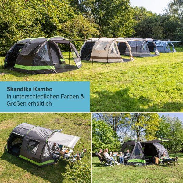 Skandika Kambo Tunnelzelt 6 ?C 12 Personen | Zelt f??r 6 ?C 12 Mann. wasserdicht. 3000 mm Wassers?ule. 3 Separate Eing?nge. Sonnensegel. Vorzelt. dunkle Schlafkabine | Camping Familienzelt. Gro?raumzelt – Bild 8